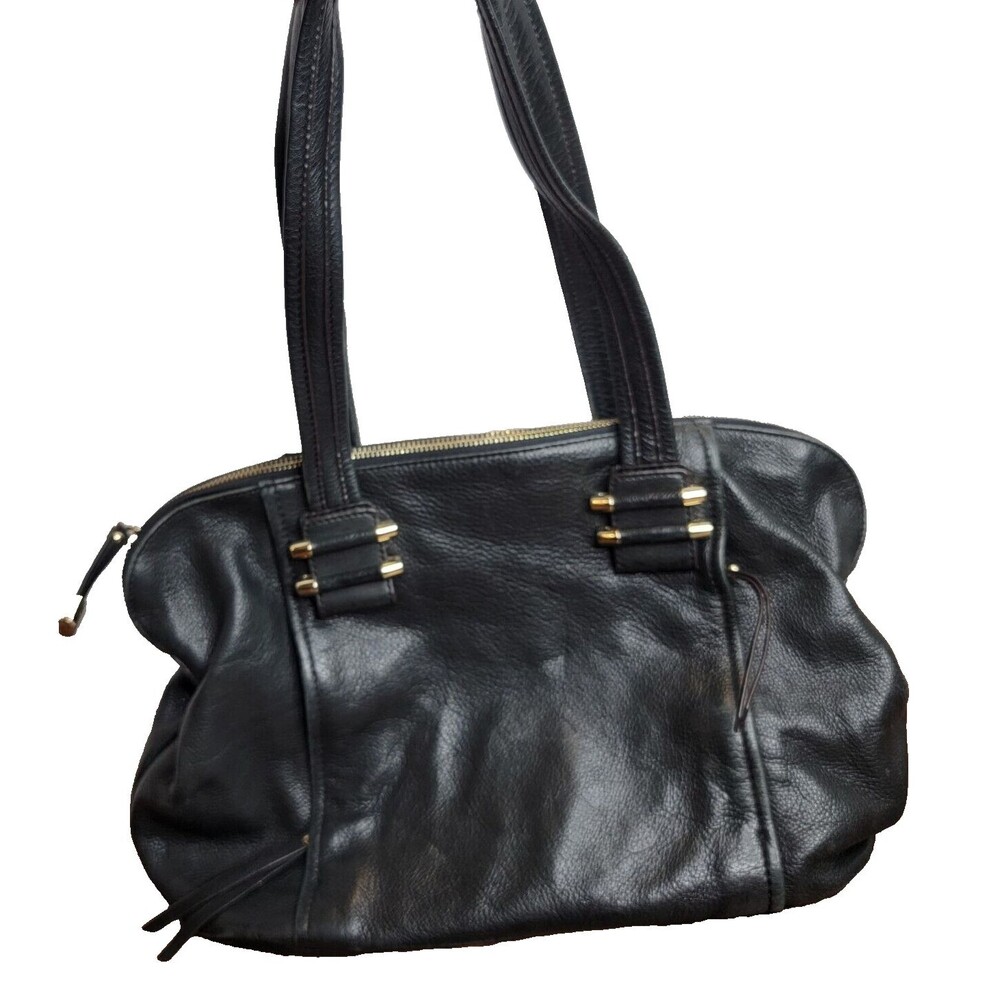 B. Makowsky Black Pebble Genuine Soft Butter Leather Shoulder Bag EUC - Picture 1 of 6